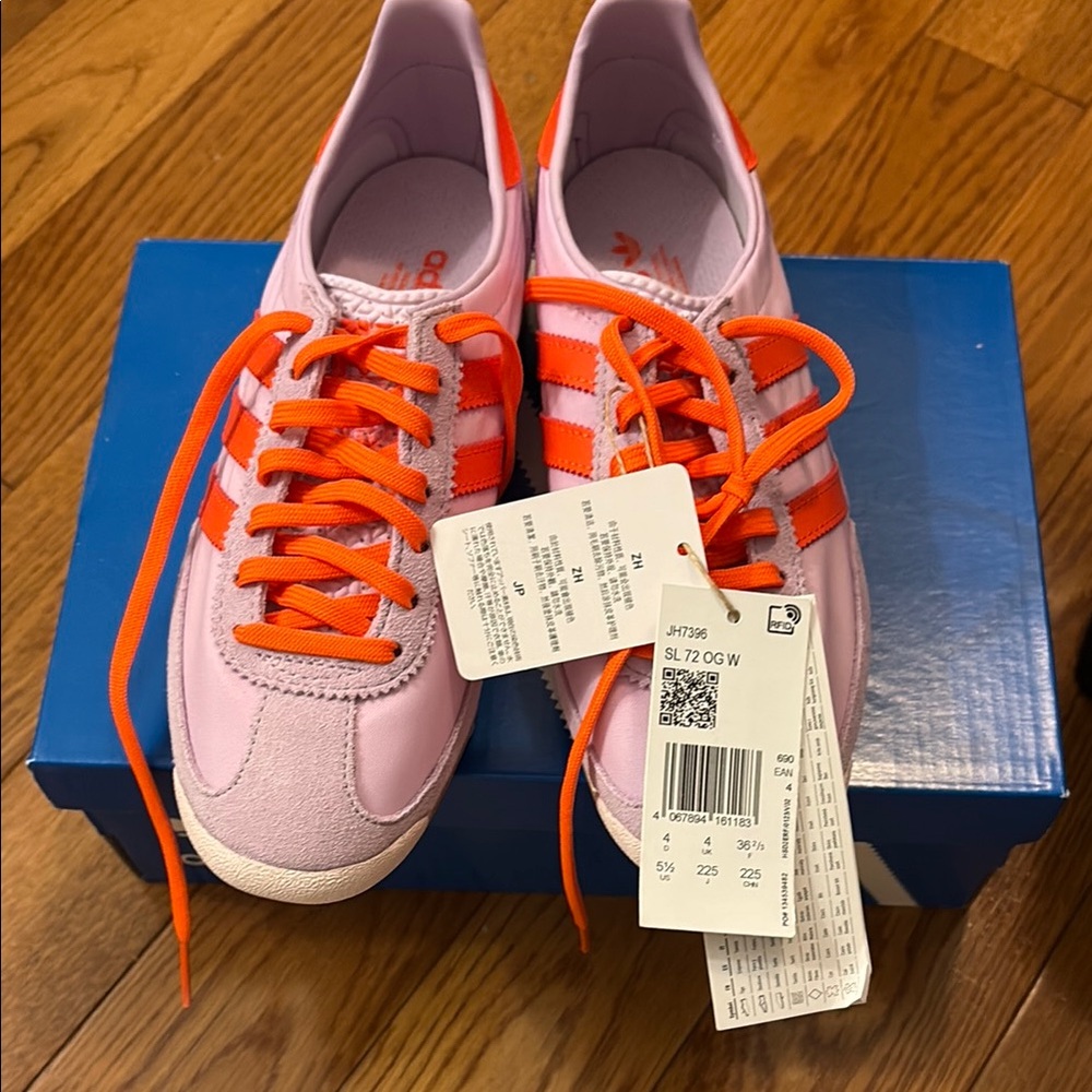 Addidas women’s SL72 OG iced lavender and orange sneakers
